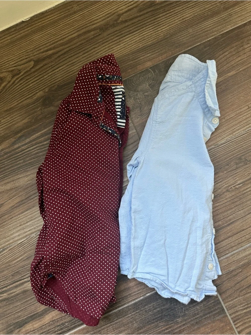 Polka Dot Polo Boys 4t Burgundy Button-Up Shirt & Light Blue Oxford Shirt